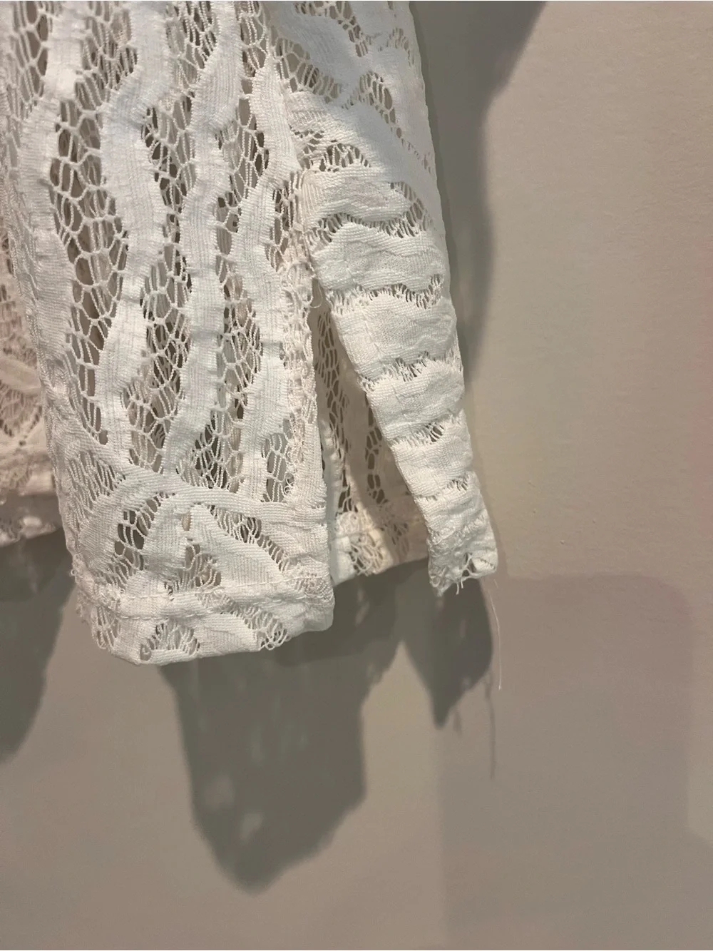 Dotti White Lace Semi Sheer  Cover Up XL Tunic Dress Hooded Long Sleeves
